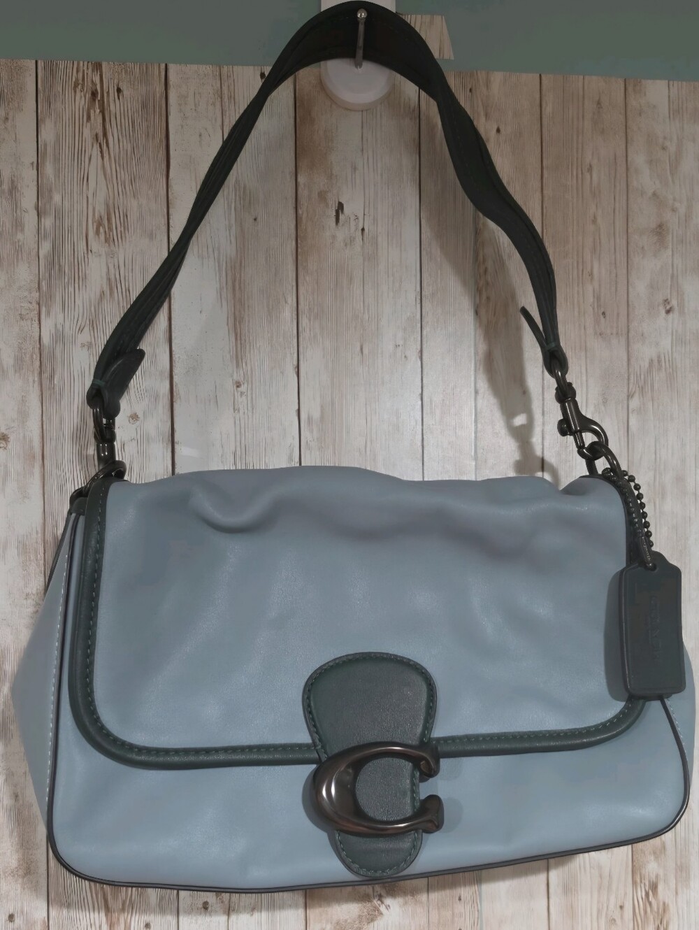 Coach Tabby COLORBLOCK Soft Leather Shoulder Handbag C5261 Teal Green